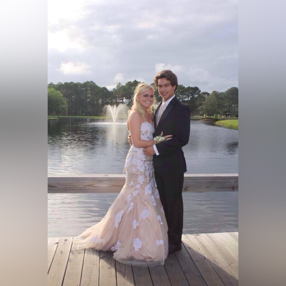 White and Cream Paparazzi Prom Dress
